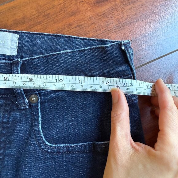 Everlane Stretch Slim Bootcut Raw Hem Dark Wash Jeans Size 26 - Picture 5 of 7